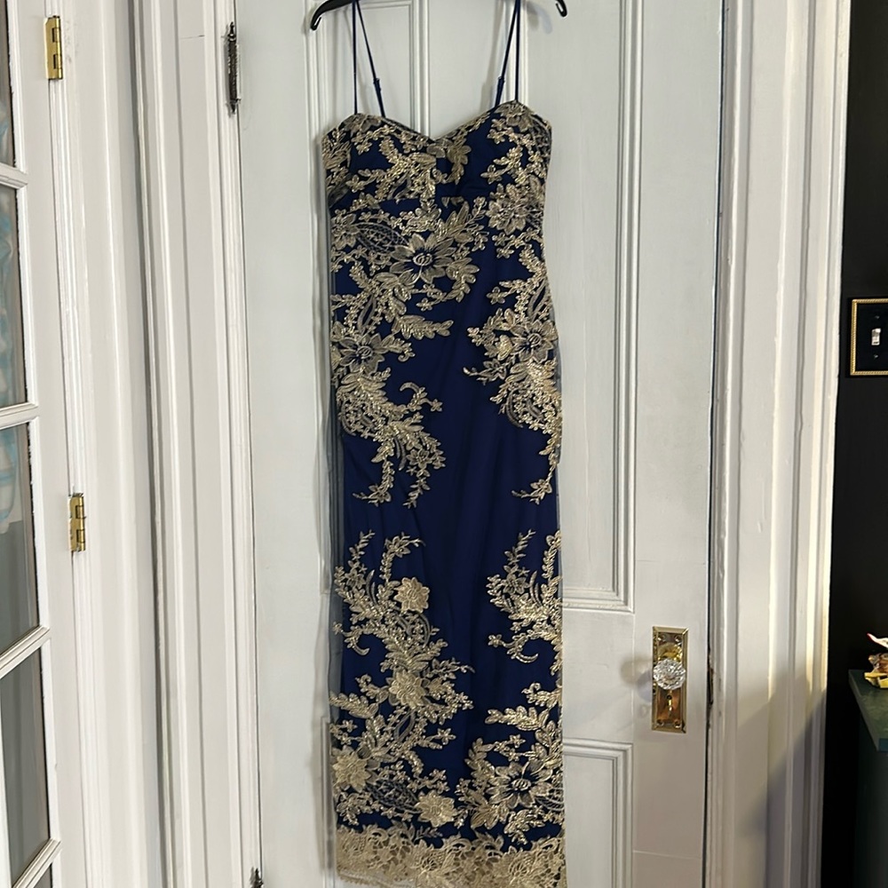 Blue and gold gown